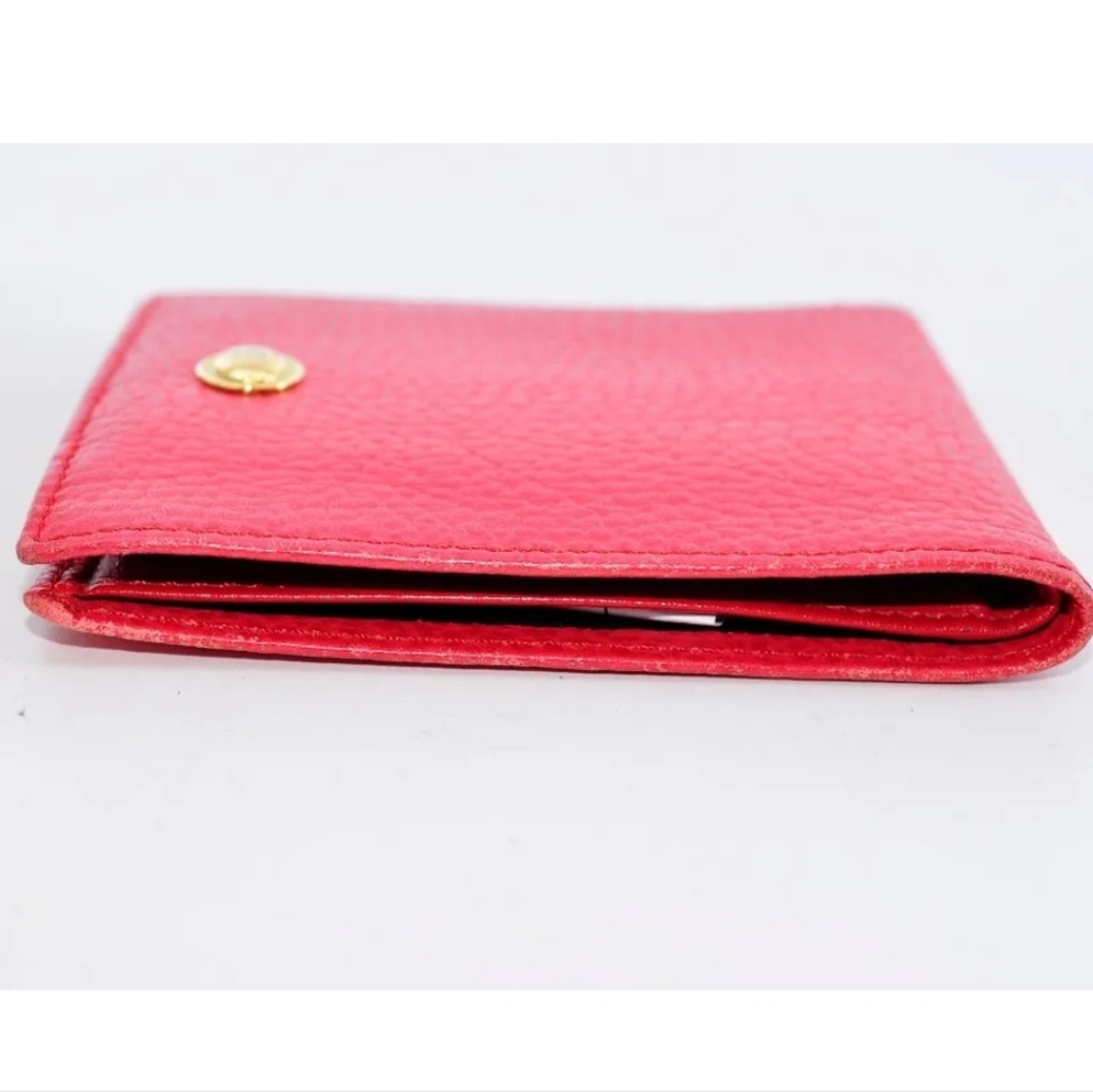 CHRISTIAN DIOR LOG PLATE BIFOLD RED LEATHER WALLET - Picture 6 of 13